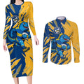 Personalized Parramatta Eels Couples Matching Long Sleeve Bodycon Dress and Long Sleeve Button Shirt Dynamic Lightning Mascot Rugby Australia