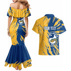 Personalized Parramatta Eels Couples Matching Mermaid Dress and Hawaiian Shirt Dynamic Lightning Mascot Rugby Australia
