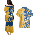 Personalized Parramatta Eels Couples Matching Puletasi and Hawaiian Shirt Dynamic Lightning Mascot Rugby Australia
