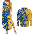 Personalized Parramatta Eels Couples Matching Summer Maxi Dress and Long Sleeve Button Shirt Dynamic Lightning Mascot Rugby Australia
