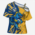 Personalized Parramatta Eels Cross Shoulder Shirt Dynamic Lightning Mascot Rugby Australia
