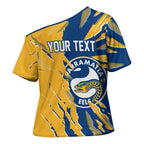 Personalized Parramatta Eels Cross Shoulder Shirt Dynamic Lightning Mascot Rugby Australia