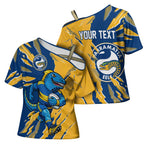 Personalized Parramatta Eels Cross Shoulder Shirt Dynamic Lightning Mascot Rugby Australia