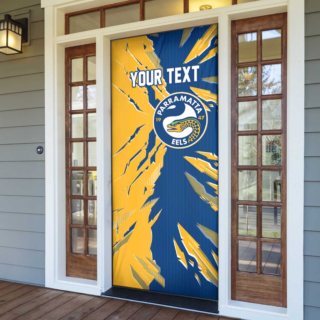 Personalized Parramatta Eels Door Cover Dynamic Lightning Mascot Rugby Australia