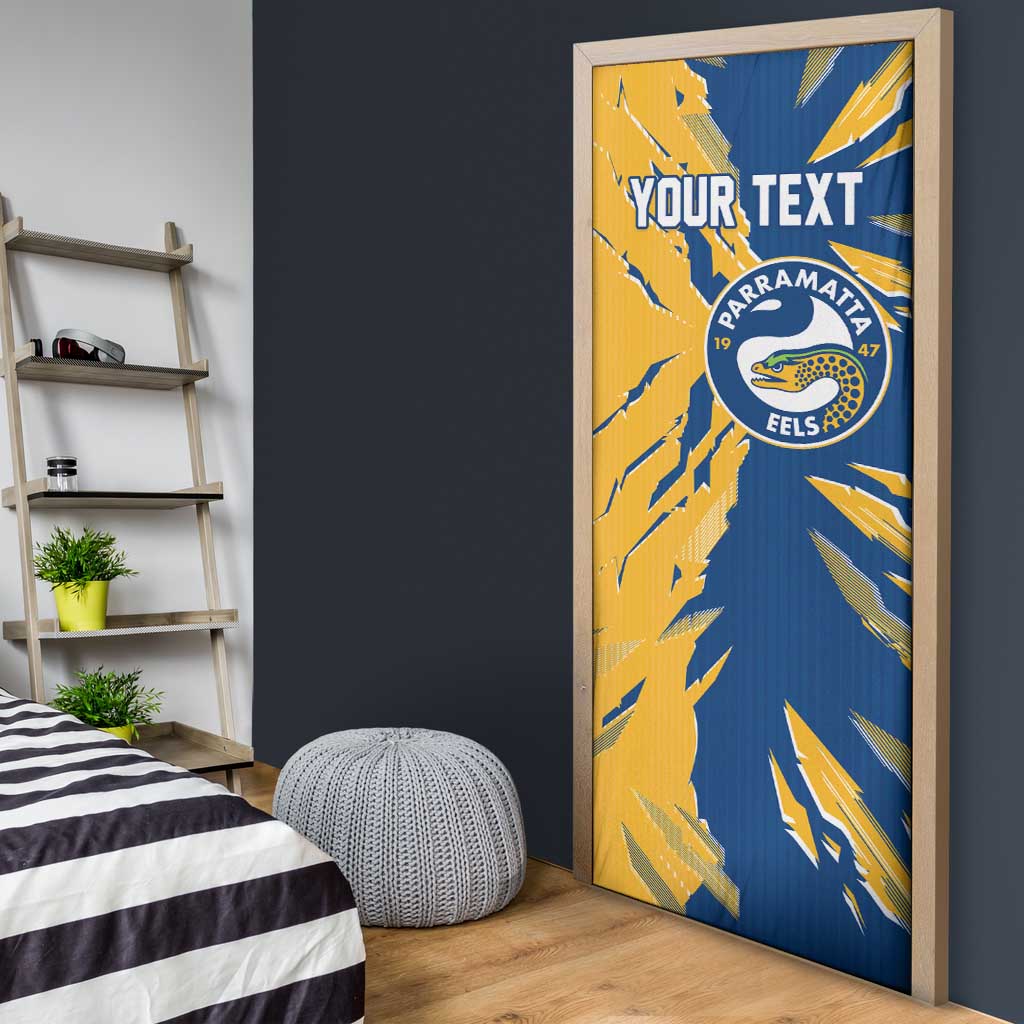 Personalized Parramatta Eels Door Cover Dynamic Lightning Mascot Rugby Australia