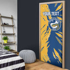 Personalized Parramatta Eels Door Cover Dynamic Lightning Mascot Rugby Australia