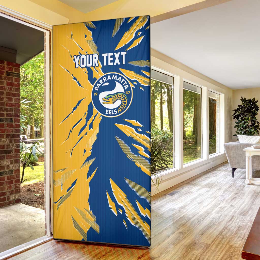Personalized Parramatta Eels Door Cover Dynamic Lightning Mascot Rugby Australia