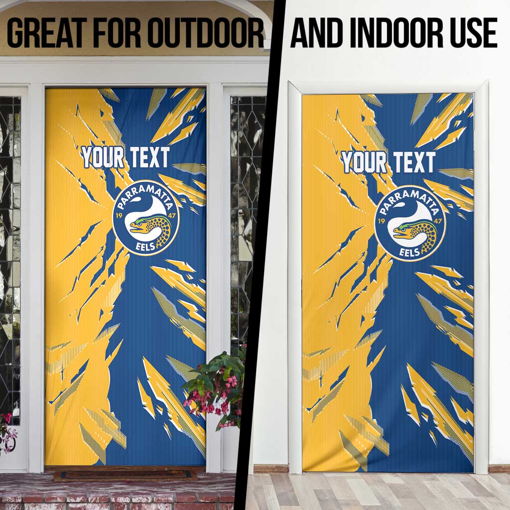 Personalized Parramatta Eels Door Cover Dynamic Lightning Mascot Rugby Australia