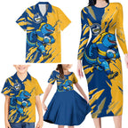 Personalized Parramatta Eels Family Matching Long Sleeve Bodycon Dress and Hawaiian Shirt Dynamic Lightning Mascot Rugby Australia