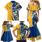 Personalized Parramatta Eels Family Matching Mermaid Dress and Hawaiian Shirt Dynamic Lightning Mascot Rugby Australia