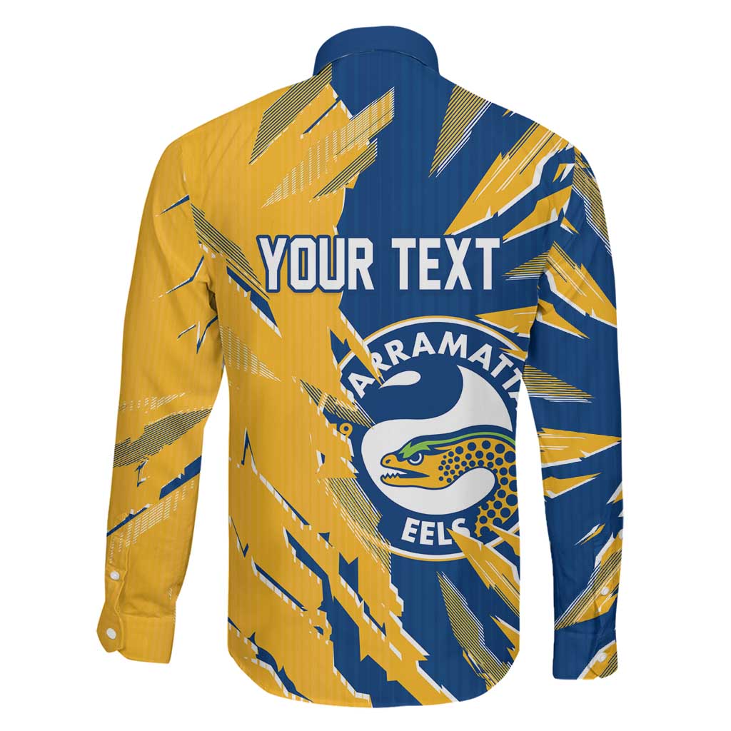 Personalized Parramatta Eels Family Matching Off The Shoulder Long Sleeve Dress and Hawaiian Shirt Dynamic Lightning Mascot Rugby Australia