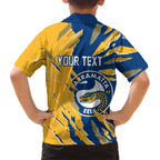 Personalized Parramatta Eels Family Matching Off Shoulder Maxi Dress and Hawaiian Shirt Dynamic Lightning Mascot Rugby Australia