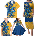 Personalized Parramatta Eels Family Matching Puletasi and Hawaiian Shirt Dynamic Lightning Mascot Rugby Australia