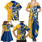 Personalized Parramatta Eels Family Matching Summer Maxi Dress and Hawaiian Shirt Dynamic Lightning Mascot Rugby Australia