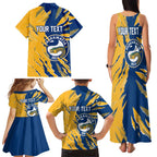 Personalized Parramatta Eels Family Matching Tank Maxi Dress and Hawaiian Shirt Dynamic Lightning Mascot Rugby Australia
