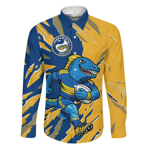 Personalized Parramatta Eels Family Matching Tank Maxi Dress and Hawaiian Shirt Dynamic Lightning Mascot Rugby Australia