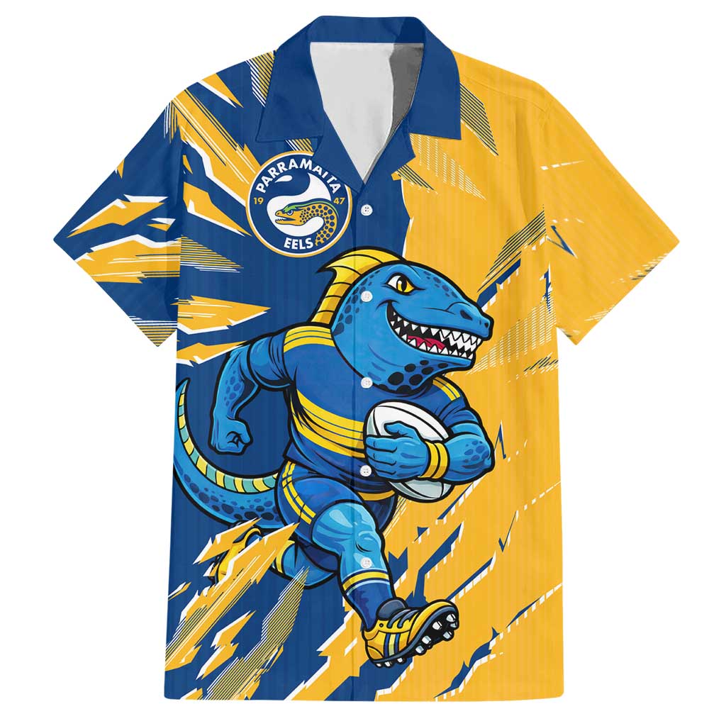 Personalized Parramatta Eels Hawaiian Shirt Dynamic Lightning Mascot Rugby Australia
