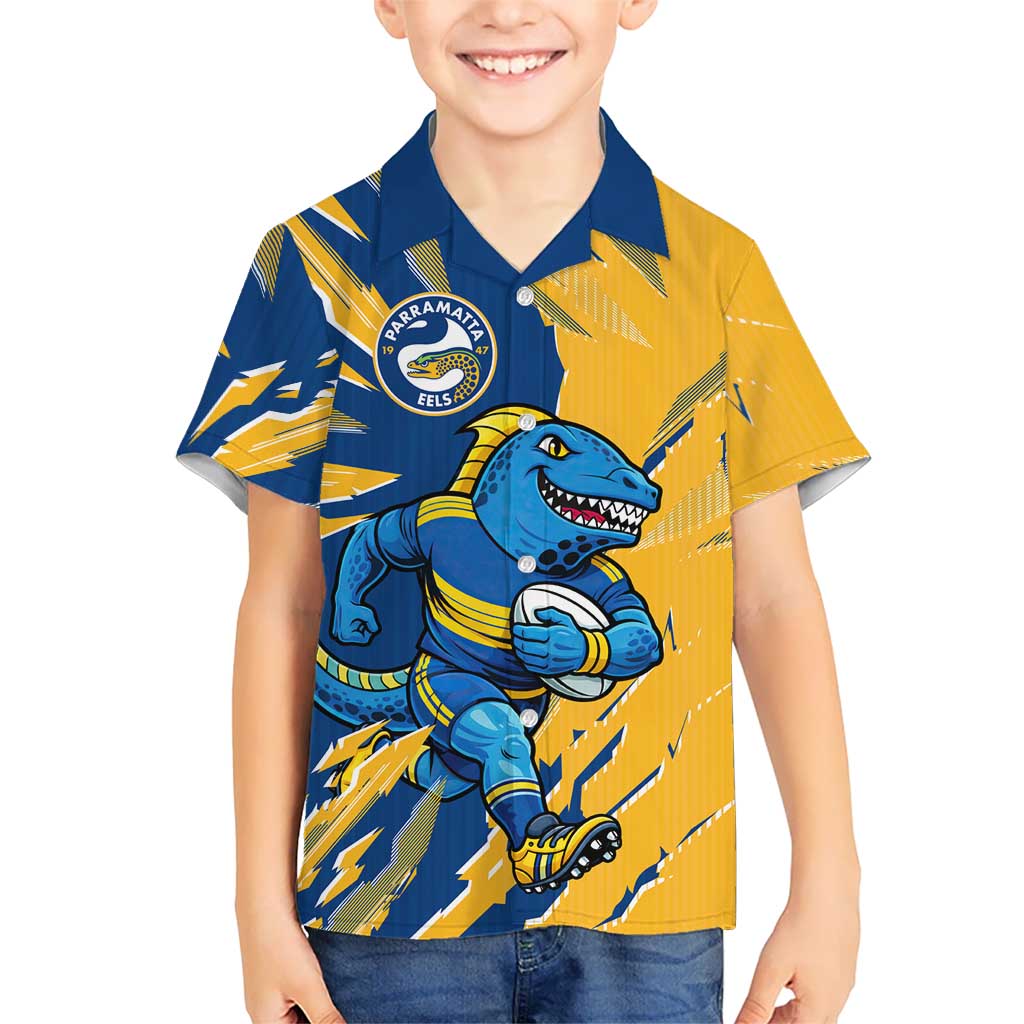 Personalized Parramatta Eels Hawaiian Shirt Dynamic Lightning Mascot Rugby Australia
