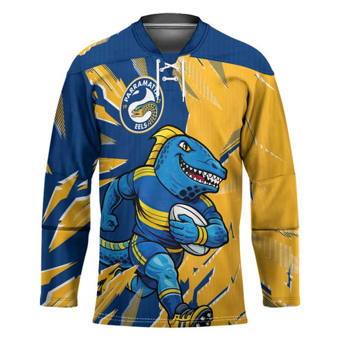 Personalized Parramatta Eels Hockey Jersey Dynamic Lightning Mascot Rugby Australia
