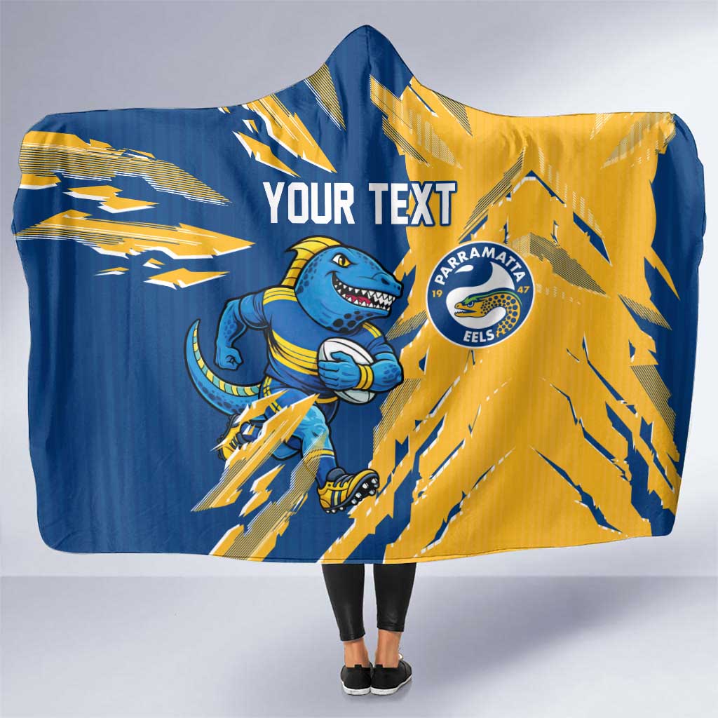 Personalized Parramatta Eels Hooded Blanket Dynamic Lightning Mascot Rugby Australia