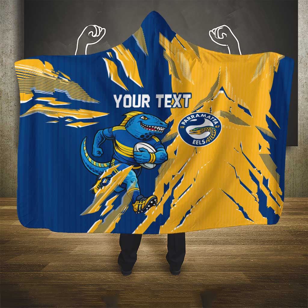 Personalized Parramatta Eels Hooded Blanket Dynamic Lightning Mascot Rugby Australia