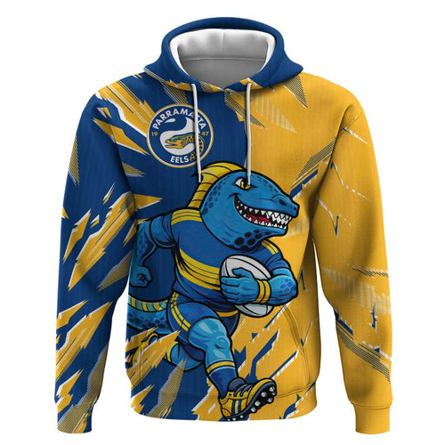 Personalized Parramatta Eels Hoodie Dynamic Lightning Mascot Rugby Australia