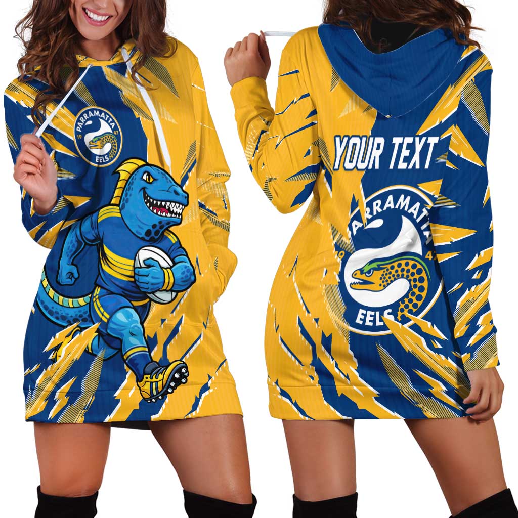 Personalized Parramatta Eels Hoodie Dress Dynamic Lightning Mascot Rugby Australia