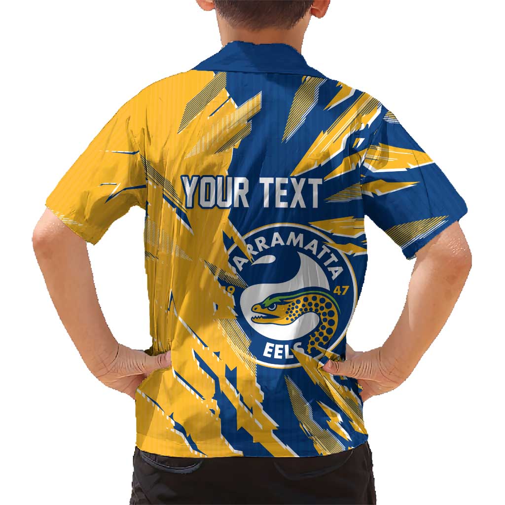 Personalized Parramatta Eels Kid Hawaiian Shirt Dynamic Lightning Mascot Rugby Australia
