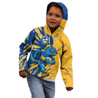 Personalized Parramatta Eels Kid Hoodie Dynamic Lightning Mascot Rugby Australia