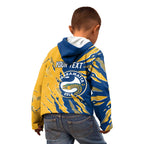 Personalized Parramatta Eels Kid Hoodie Dynamic Lightning Mascot Rugby Australia