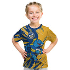 Personalized Parramatta Eels Kid T Shirt Dynamic Lightning Mascot Rugby Australia