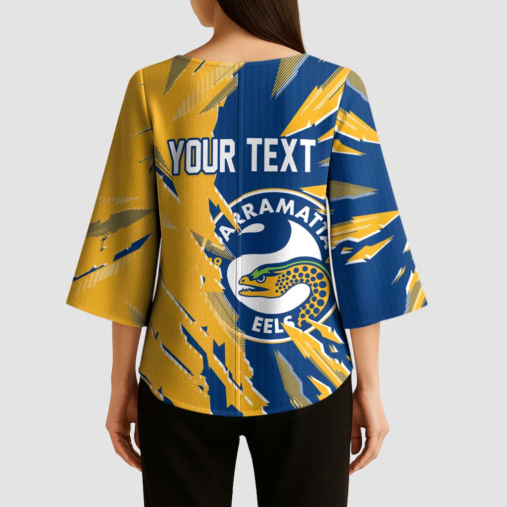 Personalized Parramatta Eels Kimono Sleeve Blouse Dynamic Lightning Mascot Rugby Australia