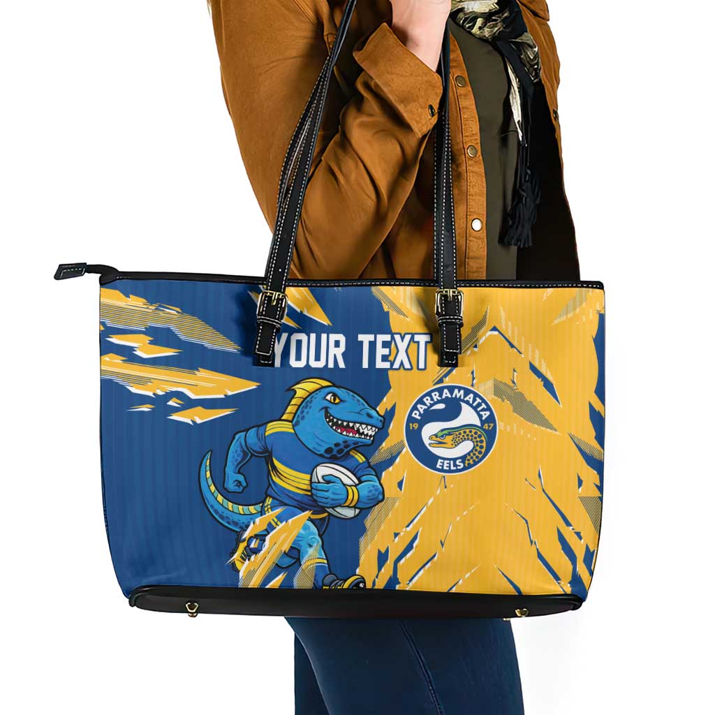 Personalized Parramatta Eels Leather Tote Bag Dynamic Lightning Mascot Rugby Australia