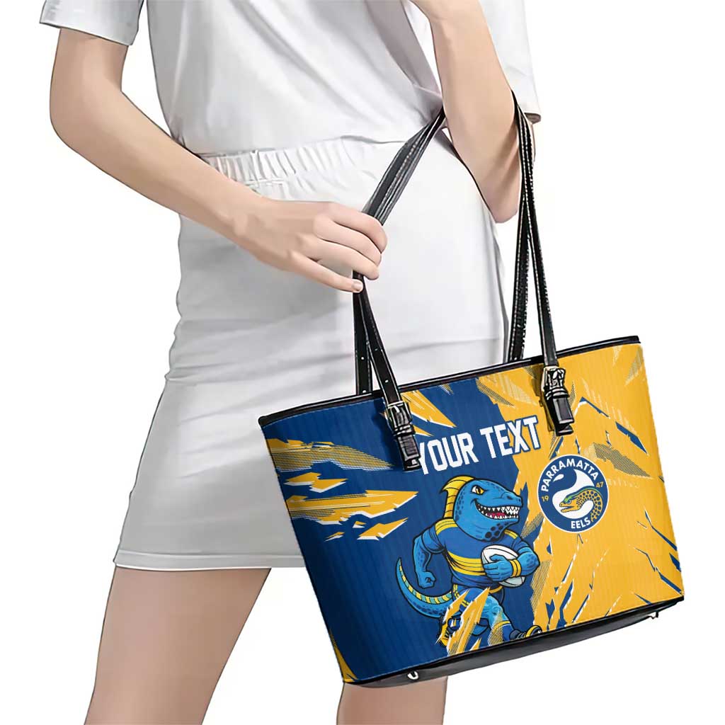 Personalized Parramatta Eels Leather Tote Bag Dynamic Lightning Mascot Rugby Australia