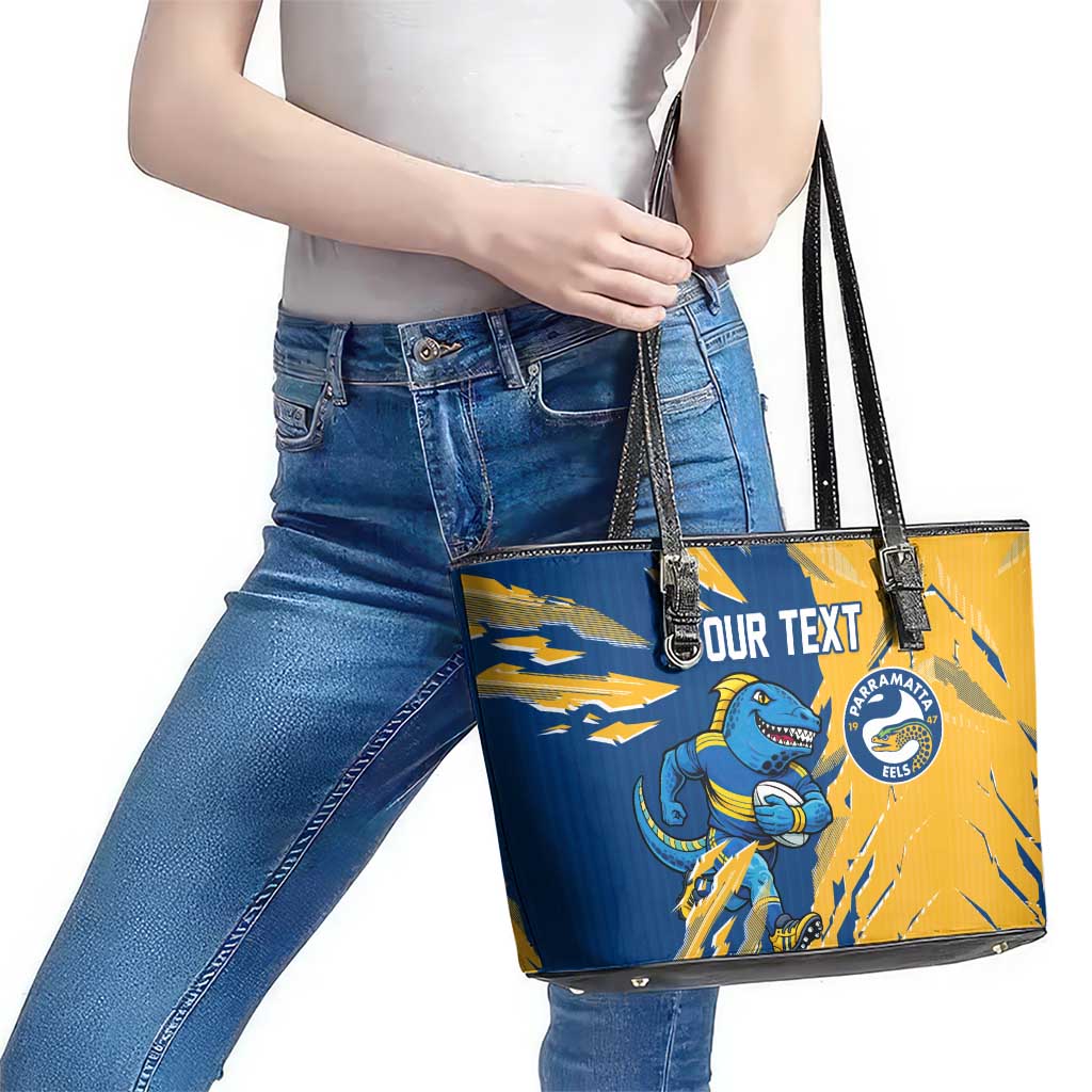 Personalized Parramatta Eels Leather Tote Bag Dynamic Lightning Mascot Rugby Australia