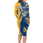 Personalized Parramatta Eels Long Sleeve Bodycon Dress Dynamic Lightning Mascot Rugby Australia