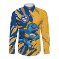 Personalized Parramatta Eels Long Sleeve Button Shirt Dynamic Lightning Mascot Rugby Australia