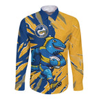 Personalized Parramatta Eels Long Sleeve Button Shirt Dynamic Lightning Mascot Rugby Australia