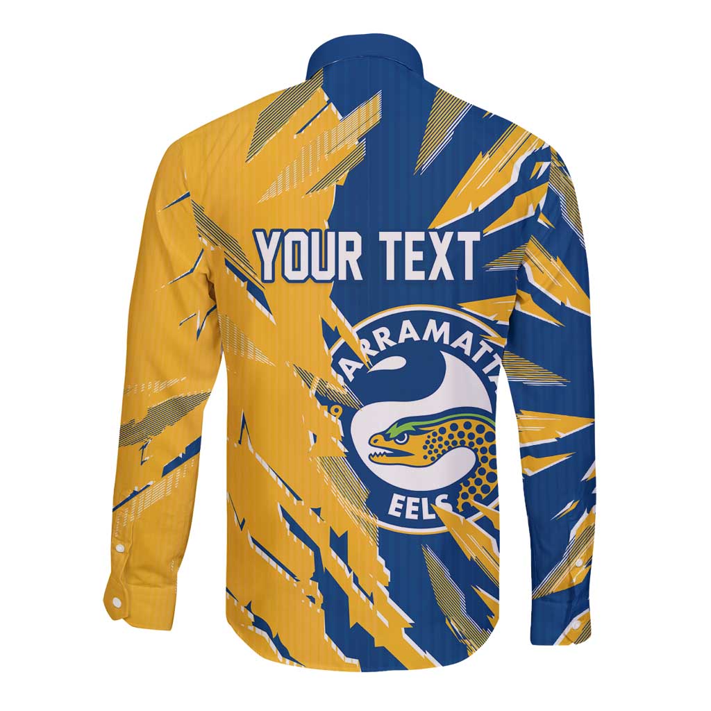 Personalized Parramatta Eels Long Sleeve Button Shirt Dynamic Lightning Mascot Rugby Australia