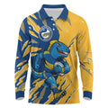 Personalized Parramatta Eels Long Sleeve Polo Shirt Dynamic Lightning Mascot Rugby Australia