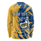 Personalized Parramatta Eels Long Sleeve Shirt Dynamic Lightning Mascot Rugby Australia