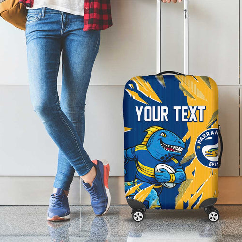 Personalized Parramatta Eels Luggage Cover Dynamic Lightning Mascot Rugby Australia