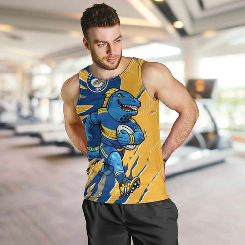 Personalized Parramatta Eels Men Tank Top Dynamic Lightning Mascot Rugby Australia