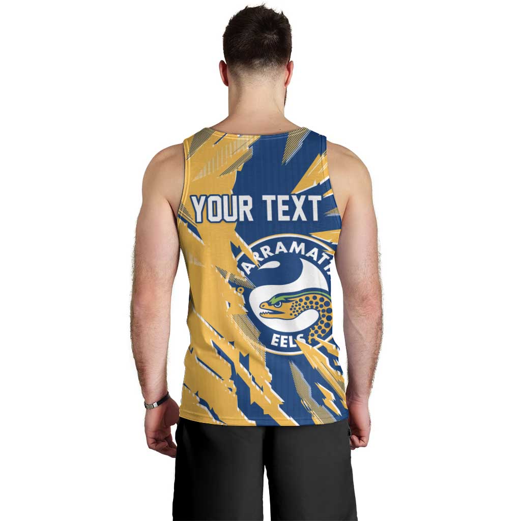 Personalized Parramatta Eels Men Tank Top Dynamic Lightning Mascot Rugby Australia