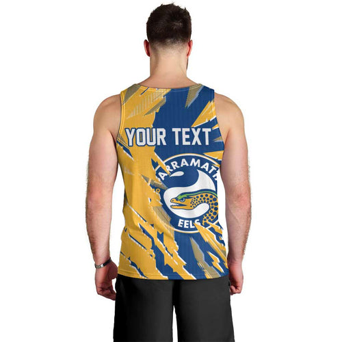 Personalized Parramatta Eels Men Tank Top Dynamic Lightning Mascot Rugby Australia