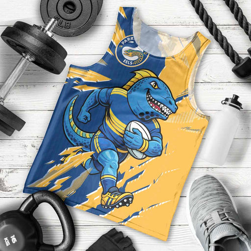 Personalized Parramatta Eels Men Tank Top Dynamic Lightning Mascot Rugby Australia