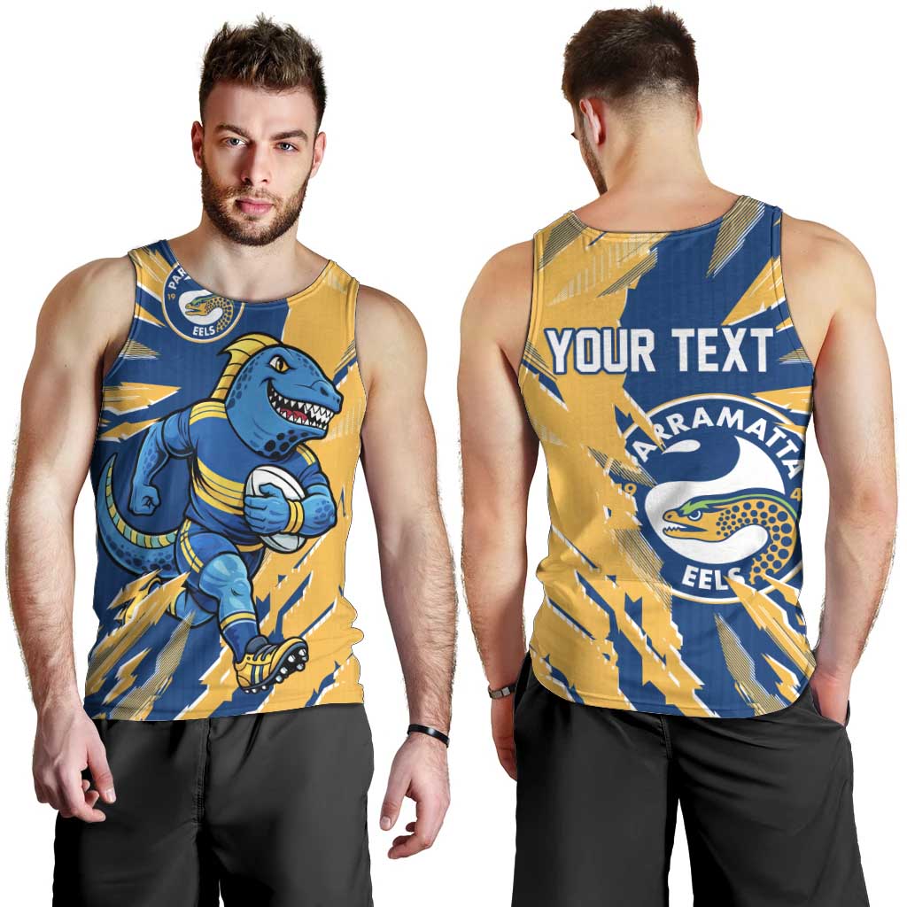 Personalized Parramatta Eels Men Tank Top Dynamic Lightning Mascot Rugby Australia