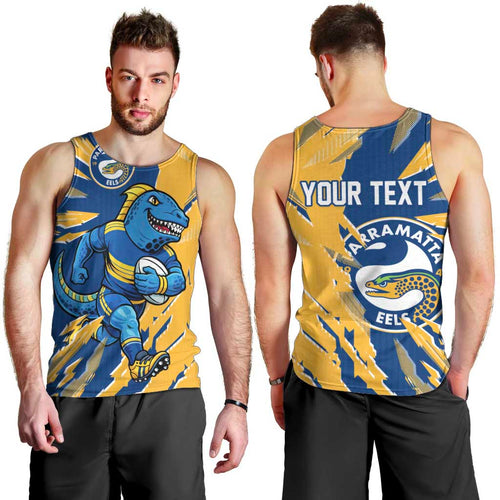 Personalized Parramatta Eels Men Tank Top Dynamic Lightning Mascot Rugby Australia