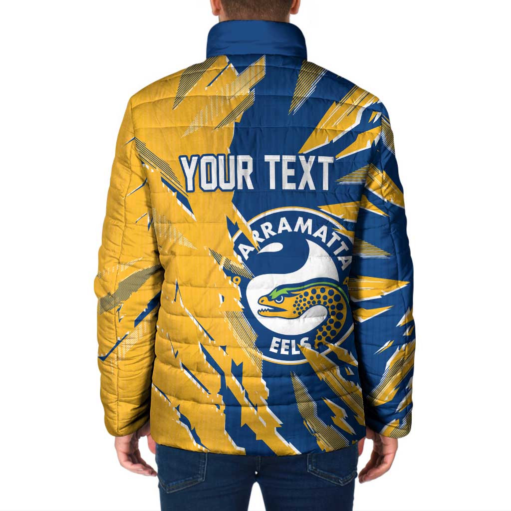 Personalized Parramatta Eels Padded Jacket Dynamic Lightning Mascot Rugby Australia