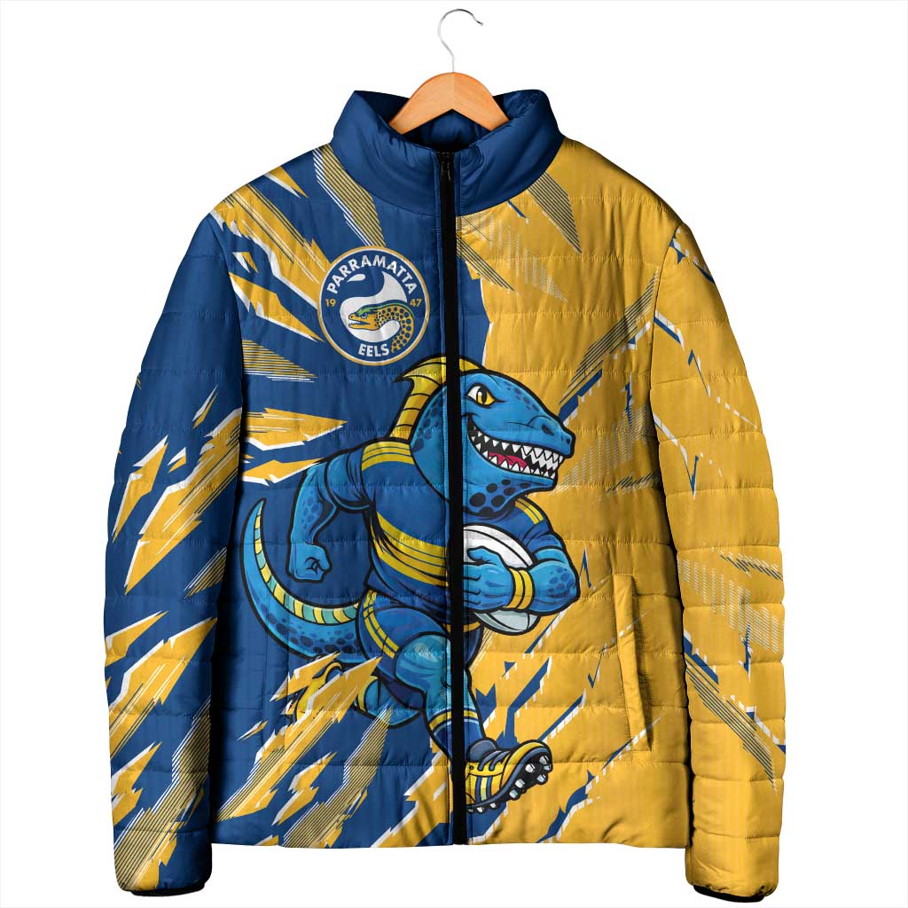 Personalized Parramatta Eels Padded Jacket Dynamic Lightning Mascot Rugby Australia